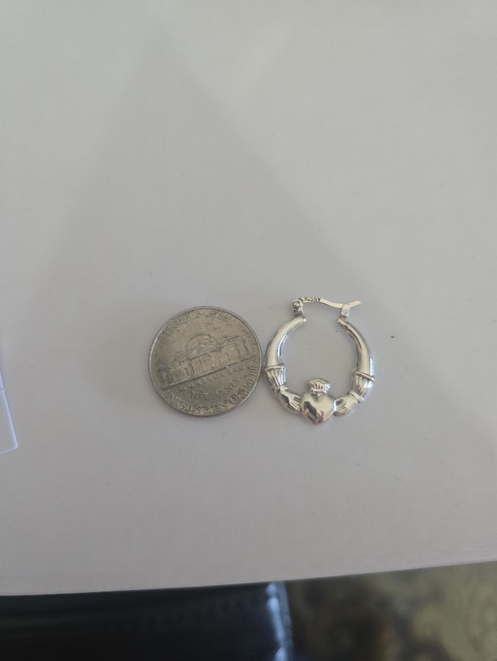 925 Silver Irish Claddagh Hoop Earrings - Picture 7 of 8